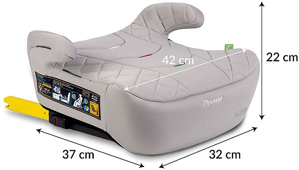 Nukido Louis ISOFIX booster seat, i-Size 125-150cm, 22-36kg, beige.