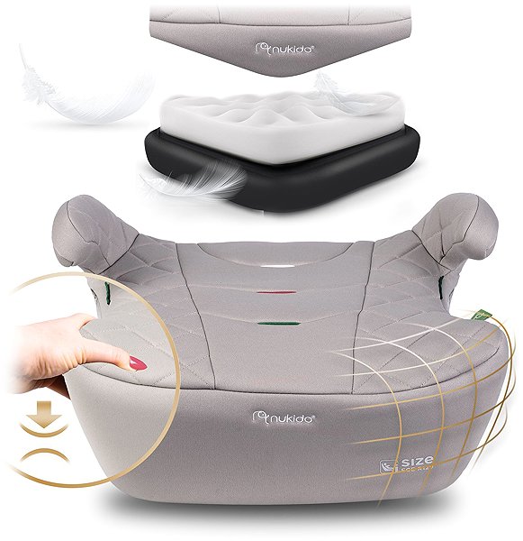 Nukido Louis ISOFIX booster seat, i-Size 125-150cm, 22-36kg, beige.