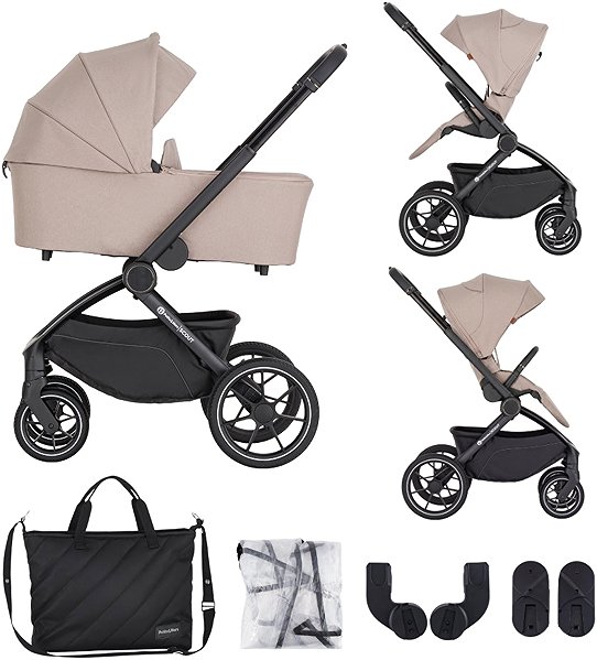 Baby Buggy PETITE&MARS SCOUT 2 in 1 Cappuccino Cream Combination Stroller ...