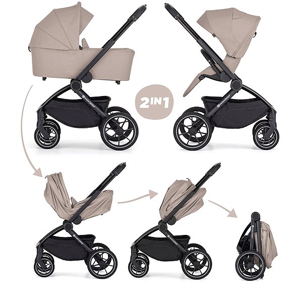 Baby Buggy PETITE&MARS SCOUT 2 in 1 Cappuccino Cream Combination Stroller ...
