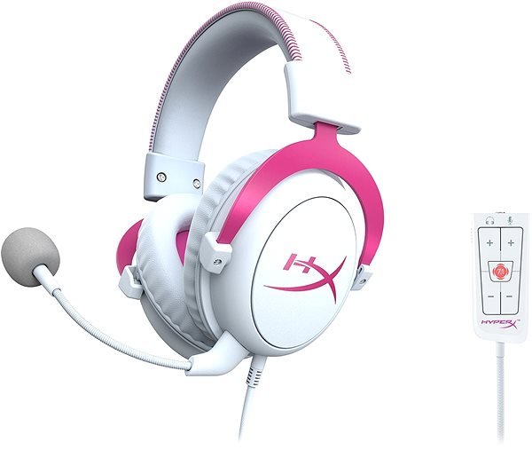 Gamer fejhallgató HyperX Cloud II Pink Gaming Headset Oldalnézet