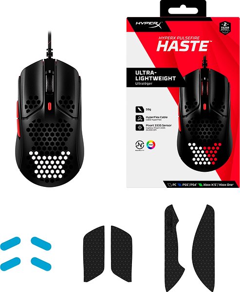 Gaming-Maus HyperX Pulsefire Haste Black/Red Gaming Mouse Verpackung/Box