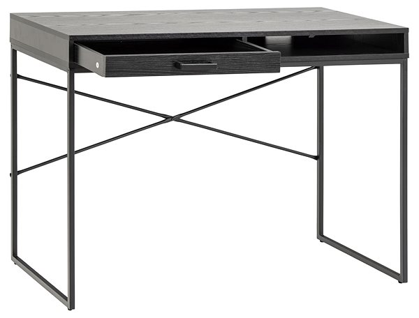 Písací stôl DESIGN SCANDINAVIA Seaford 110 cm, čierny ...