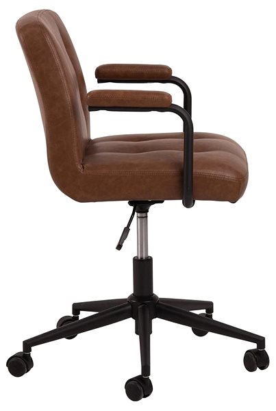 Irodai szék DESIGN SCANDINAVIA Cosmo, szintetikus bőr, barna Oldalnézet