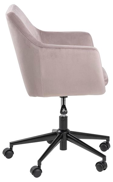 Kancelárska stolička DESIGN SCANDINAVIA Nora, tkanina, ružová Bočný pohľad