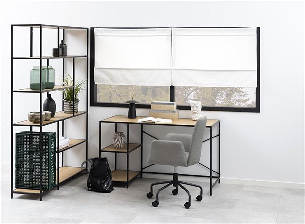 Schreibtisch DESIGN SCANDINAVIA Seaford, 130 cm, Eiche / schwarz ...