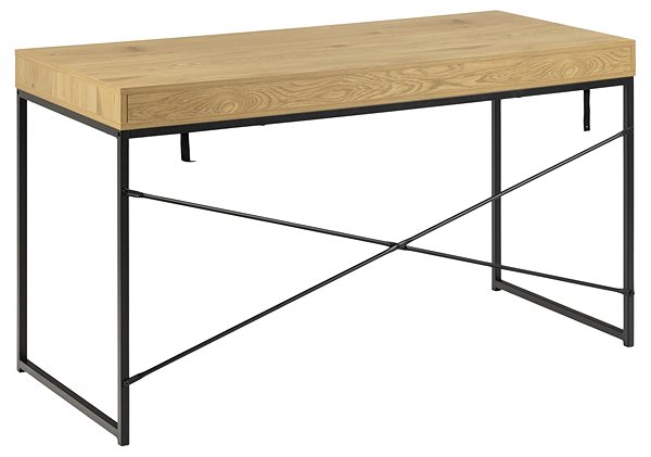 Písací stôl DESIGN SCANDINAVIA Seaford, 140 cm, dub / čierny ...
