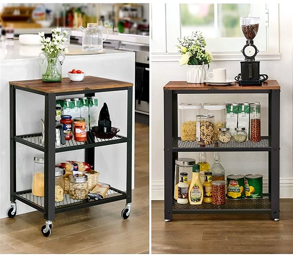 Shelving Unit Mobile shelf Stella, 77,5 x 60 x 40 cm, brown, black Lifestyle