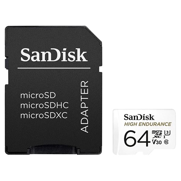 Paměťová karta SanDisk MicroSDXC 64GB High Endurance Video U3 V30 + SD adaptér ...