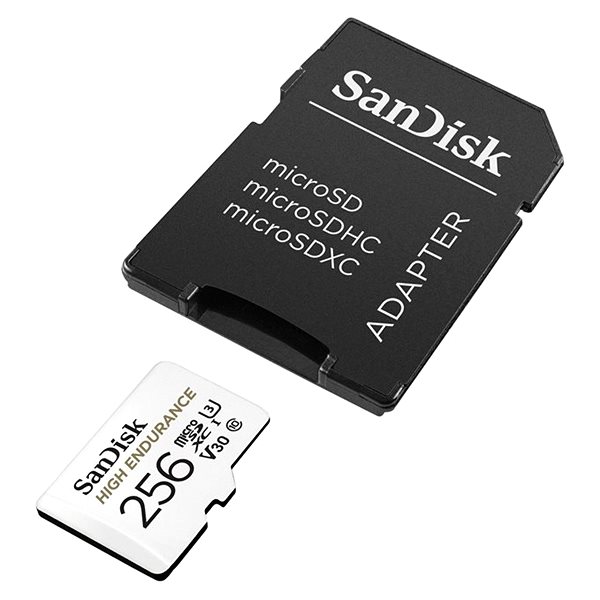 Memóriakártya SanDisk microSDHC 256GB High Endurance Video U3 V30 + SD adapter ...