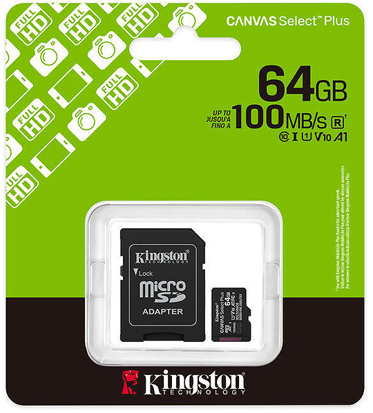 Speicherkarte Kingston MicroSDXC 64 GB Canvas Select Plus Gen 3 + SD-Adapter ...
