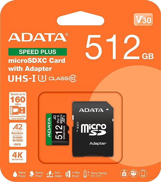 Speicherkarte ADATA MicroSDXC 512 GB Speed Plus + SD-Adapter ...