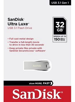 Pendrive SanDisk Ultra Luxe 32 GB Csomagolás/doboz