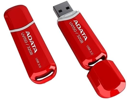 Flash Drive ADATA UV150 64GB red Lateral view