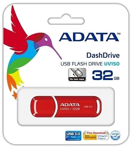 Pendrive ADATA UV150 64 GB piros Csomagolás/doboz