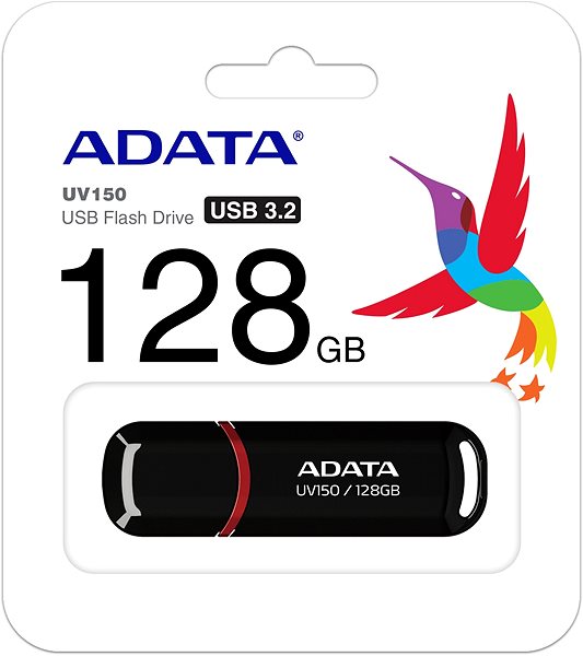Flash Drive ADATA UV150 128GB black Packaging/box