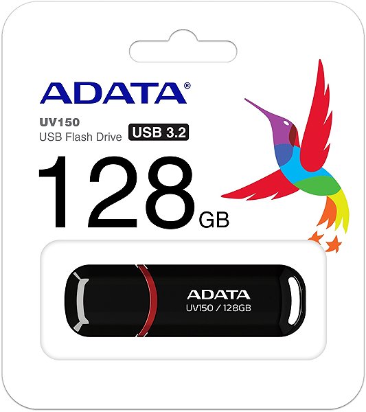 Flash Drive ADATA UV150 128GB black Packaging/box