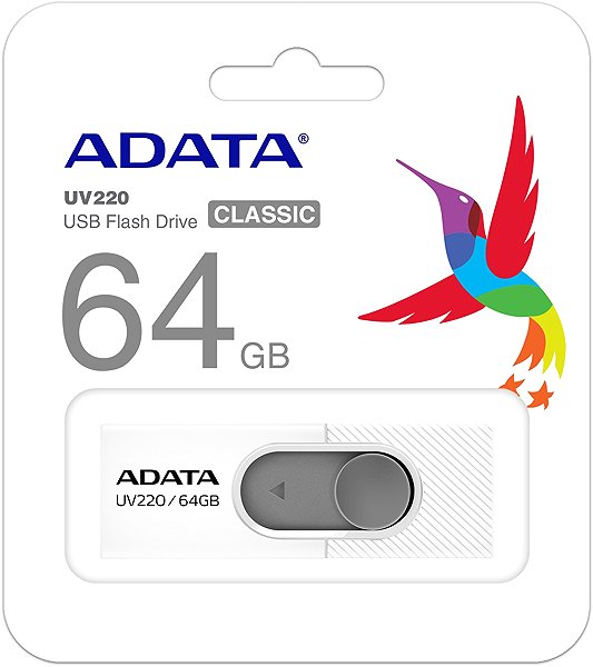 Flash Drive ADATA UV220 64GB, white-grey ...