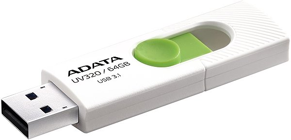 Flash Drive ADATA UV320 64GB, white-green ...