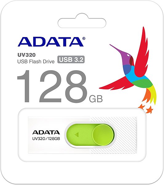 Flash Drive ADATA UV320 128GB, white-green ...