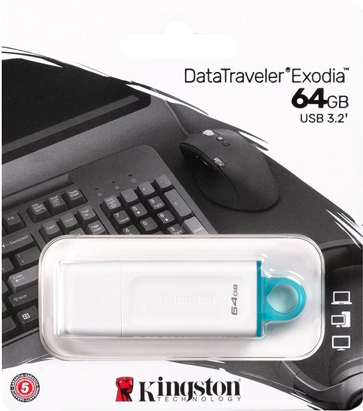 USB kľúč Kingston DataTraveler Exodia 64 GB bielo-modrý Obal/škatuľka