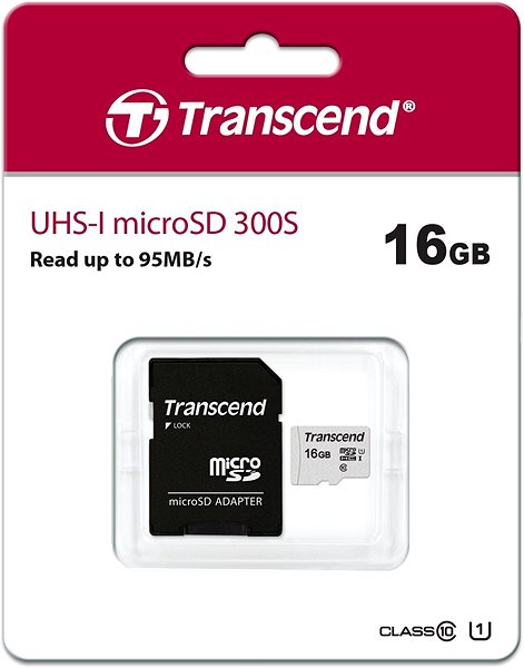 Memóriakártya Transcend microSDHC 300S 16 GB + SD adapter ...