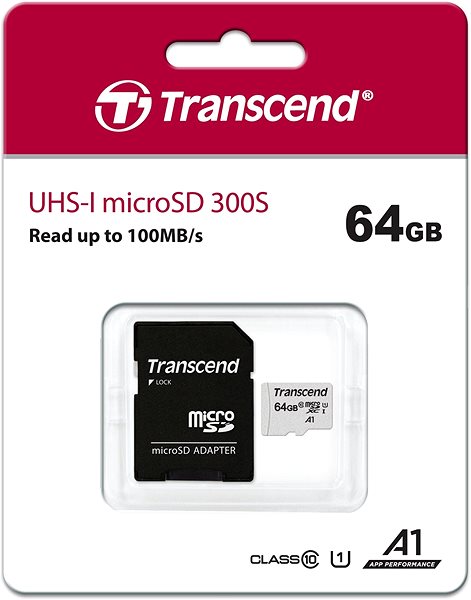 Pamäťová karta Transcend microSDXC 300S 64 GB + SD adaptér ...