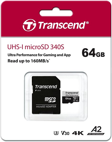 Memóriakártya Transcend microSDXC 64GB 340S + SD adapter ...