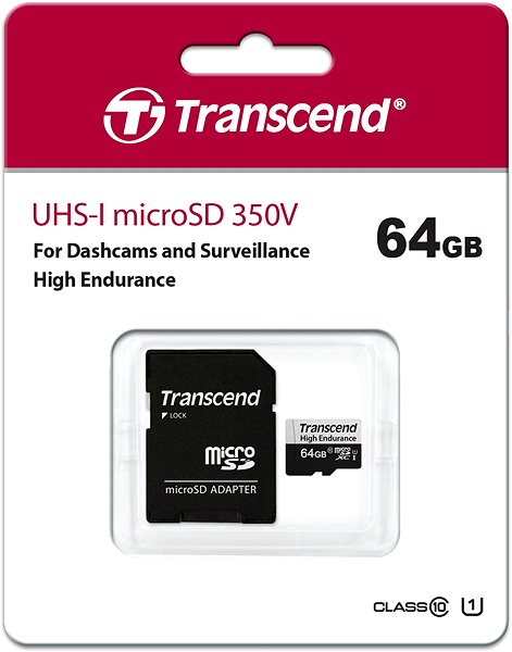 Pamäťová karta Transcend microSDXC 64 GB 350 V + SD adaptér ...