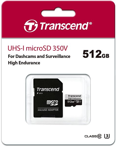 Memóriakártya Transcend microSDXC 512GB 350V + SD adapter ...