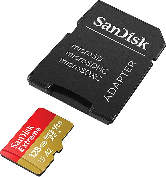 Pamäťová karta SANDISK microSDXC 128GB Extreme + Rescue PRO Deluxe + SD adaptér ...