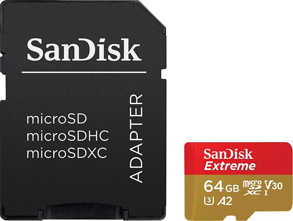 Paměťová karta SanDisk microSDXC 64GB Extreme Action Cams and Drones + Rescue PRO Deluxe + SD adaptér ...