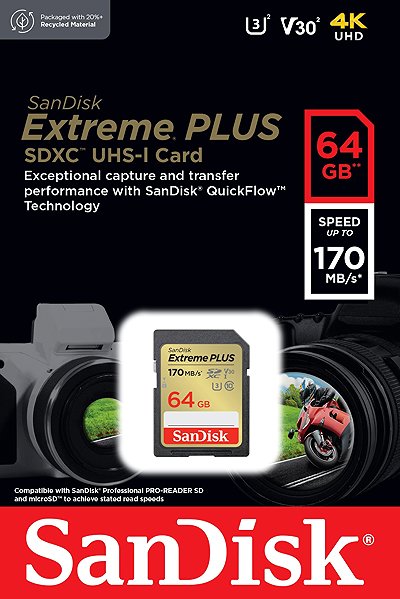 Speicherkarte SANDISK SDXC 64GB Extreme PLUS + Rescue PRO Deluxe ...