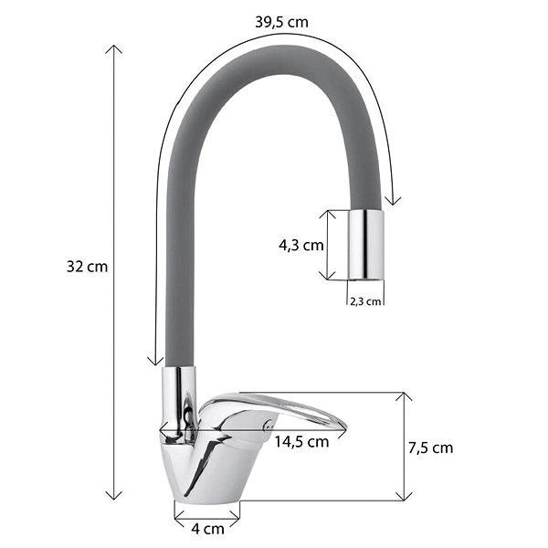 Tap DuraHome Sink mixer, BOA NOVA 50455, standing, grey ...