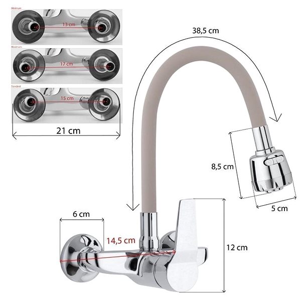 Tap DuraHome Sink mixer, EMAS 50479, wall-mounted, beige ...