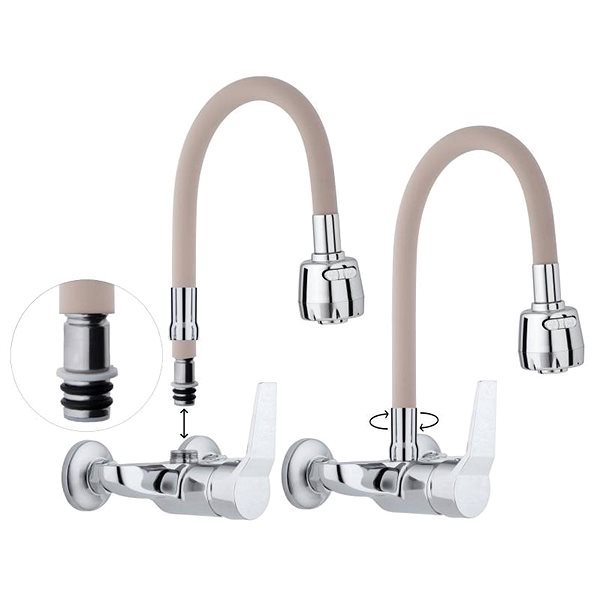 Tap DuraHome Sink mixer, EMAS 50479, wall-mounted, beige ...