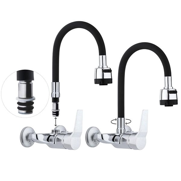 Tap DuraHome Sink mixer, EMAS 50486, wall-mounted, black ...