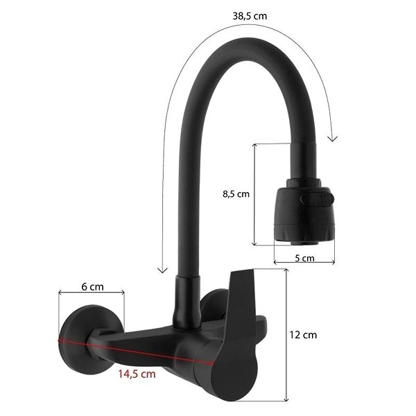 Tap DuraHome Sink mixer, EMAS 50493, wall-mounted, black ...