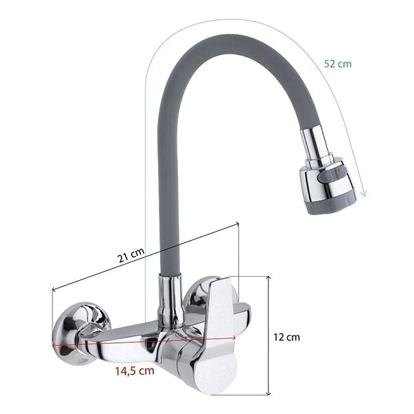 Tap DuraHome Sink mixer, EMAS 49015, wall-mounted, grey ...
