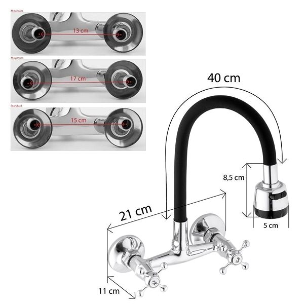Tap DuraHome Sink mixer, DENALI 50547, wall-mounted, black ...