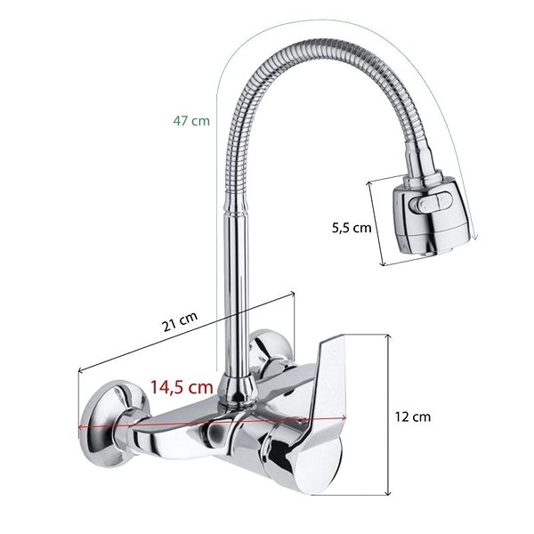 Tap DuraHome Sink mixer, KATMAI 49084, wall-mounted, chrome ...