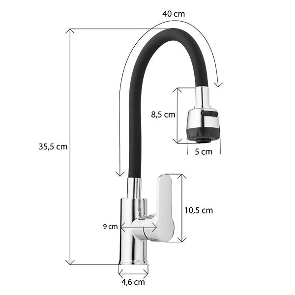 Tap DuraHome Sink mixer, KANHA 50561, standing, black ...