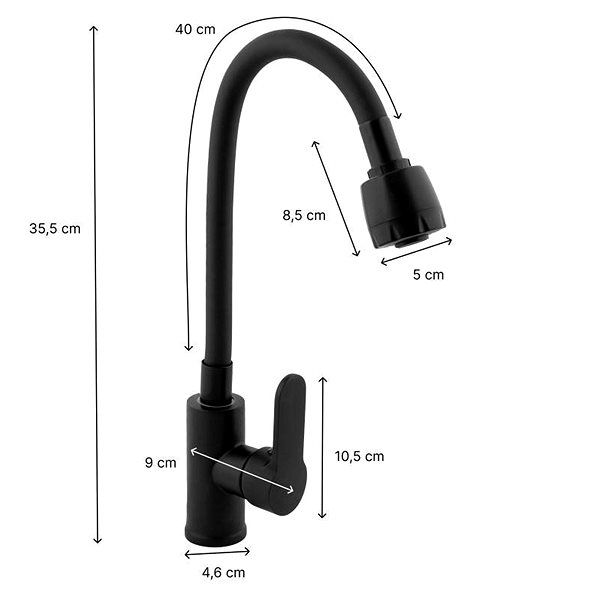 Tap DuraHome Sink mixer, KANHA 53050, standing, black ...
