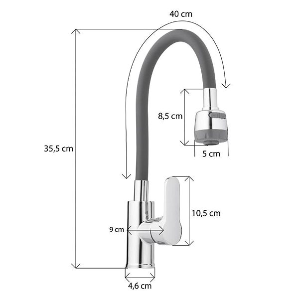 Tap DuraHome Sink mixer, KANHA 50578, standing, grey ...
