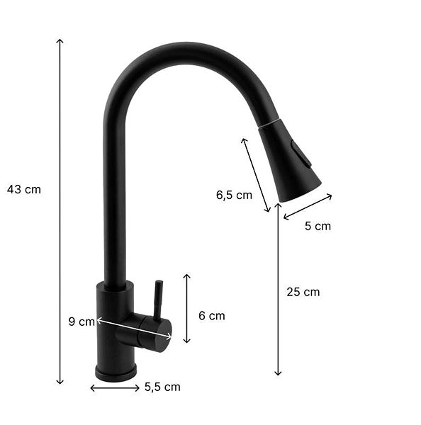 Tap DuraHome Sink mixer, DÉVI 53043, standing, all-black ...