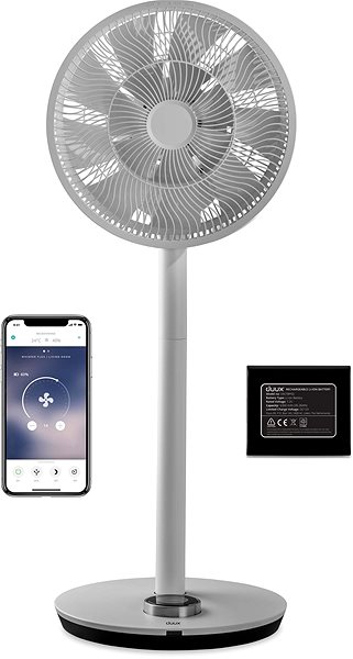 Ventilator Duux Whisper Flex Smart Light Grey + Battery Pack Seitlicher Anblick