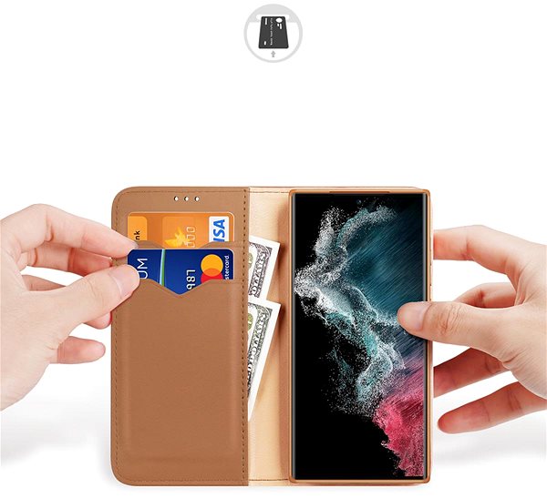 Puzdro na mobil Hivo knižkové puzdro na Samsung Galaxy S23 Ultra, hnedé ...