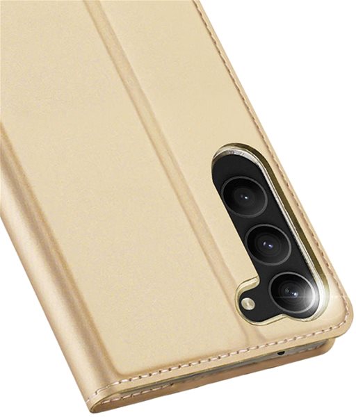 Puzdro na mobil Skin Pro knižkové kožené puzdro na Samsung Galaxy S23, zlaté ...