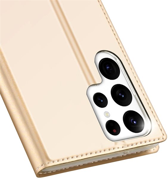 Puzdro na mobil Skin Pro knižkové kožené puzdro na Samsung Galaxy S23 Ultra, zlaté ...