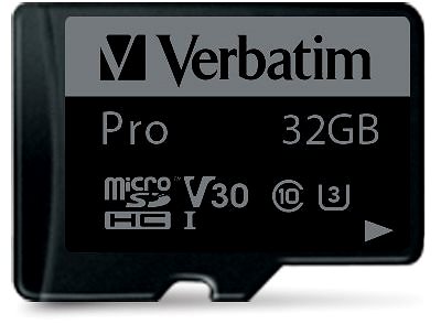 Speicherkarte VERBATIM Pro microSDHC 32 GB UHS-I V30 U3 + SD-Adapter ...